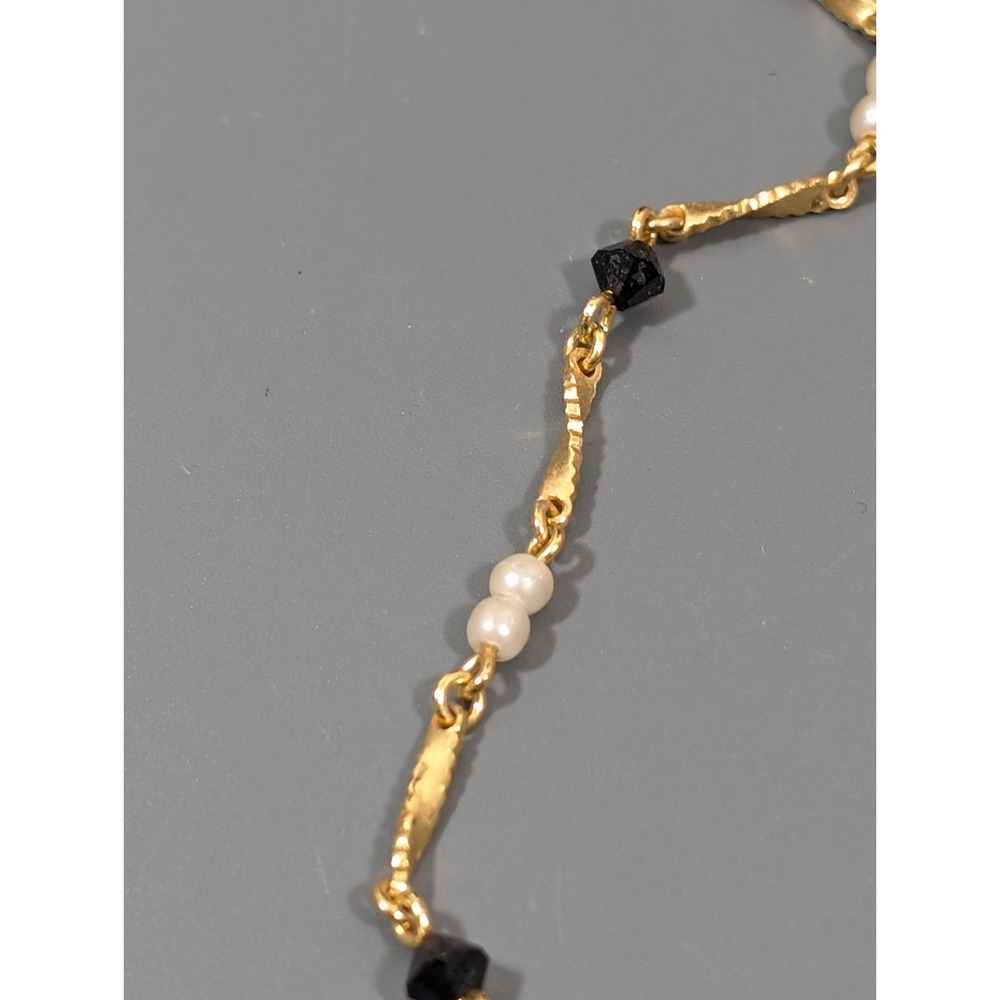 Premier Designs Little Jazz Gold Tone Twist Bar Black White Necklace 20" View 4